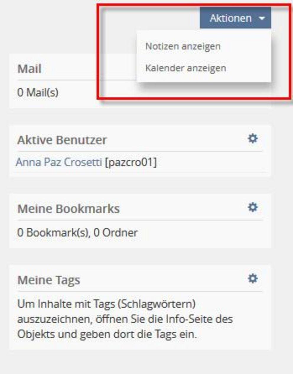 Aktionen-Menü der Spalte Aktionen-Menü der Spalte