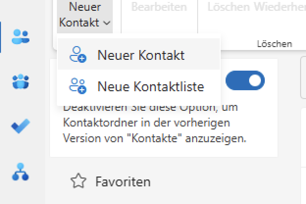 Neuen Kontakt oder Kontaktliste erstellen