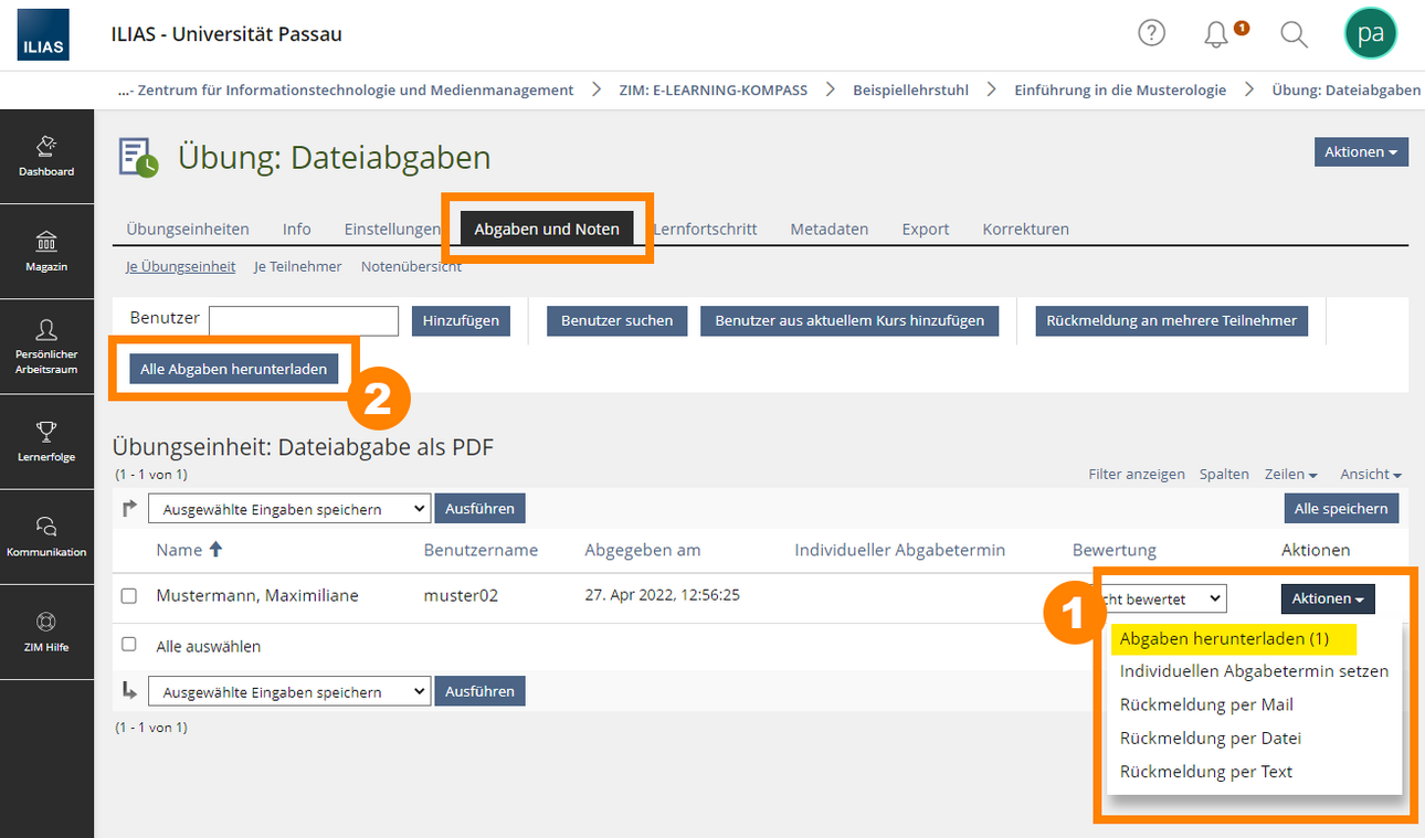 Abgaben und Noten