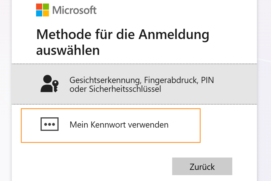Mit Kennwort anmelden