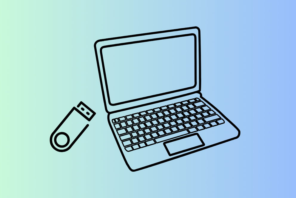 Laptop mit Sicherheitsschlüssel