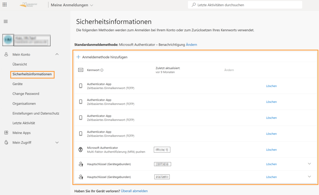 [Translate to Englisch:] &Uuml;bersicht_Konto_Sicherheitsinformationen