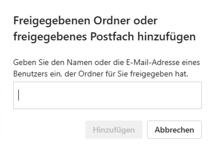Freigegebenes Postfach in Ordnerleiste einbinden