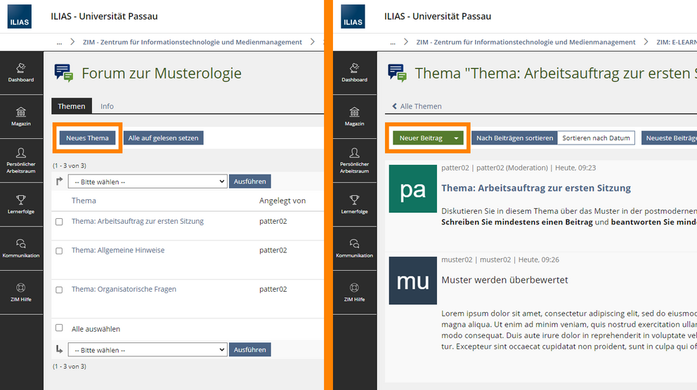 Neues Thema oder Neuen Beitrag erstellen