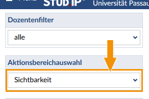 Auswahl des Aktionsbereichs "Sichtbarkeit"