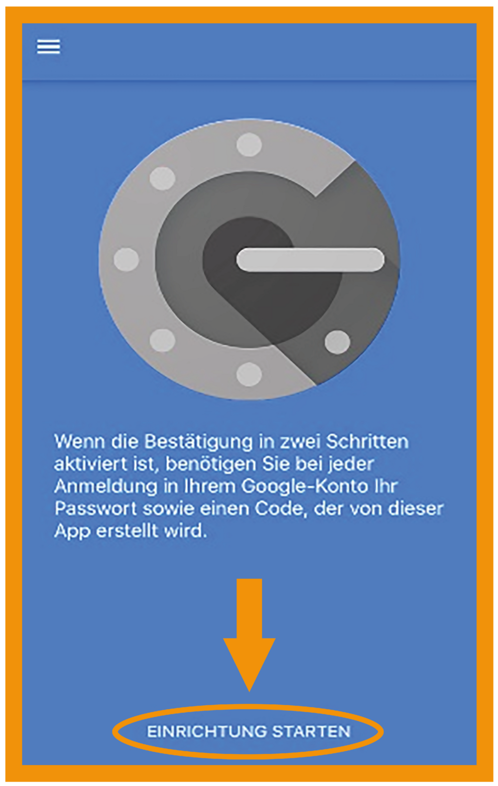 iOS Google Authenticator Schritt 2