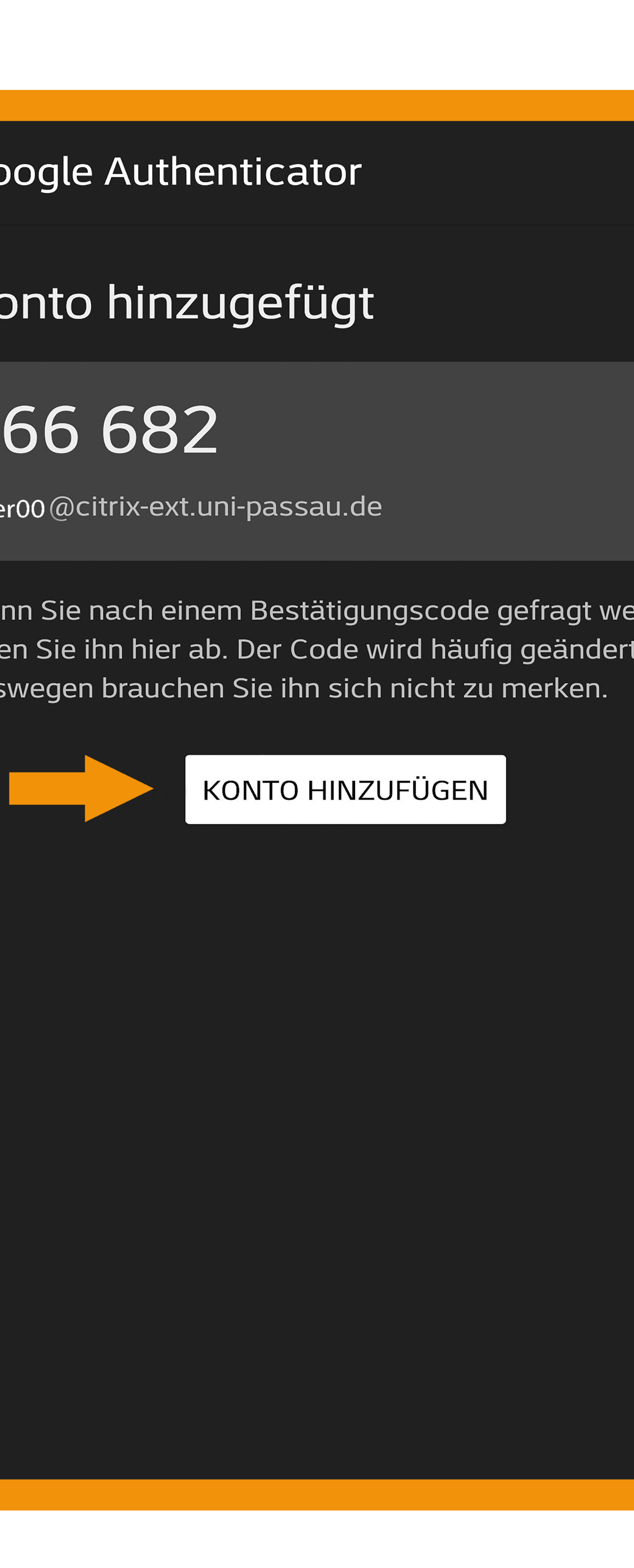 Android Registrierung 2FA Schritt 4