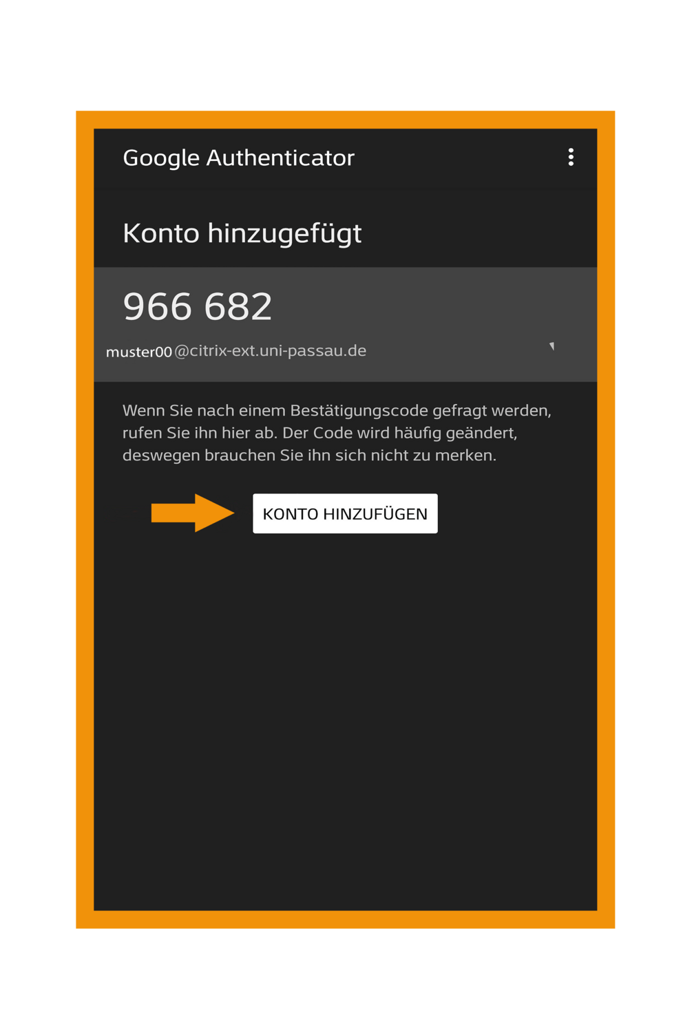 Android Registrierung 2FA Schritt 4