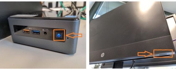 Einschaltknopf PC und Bildschirm