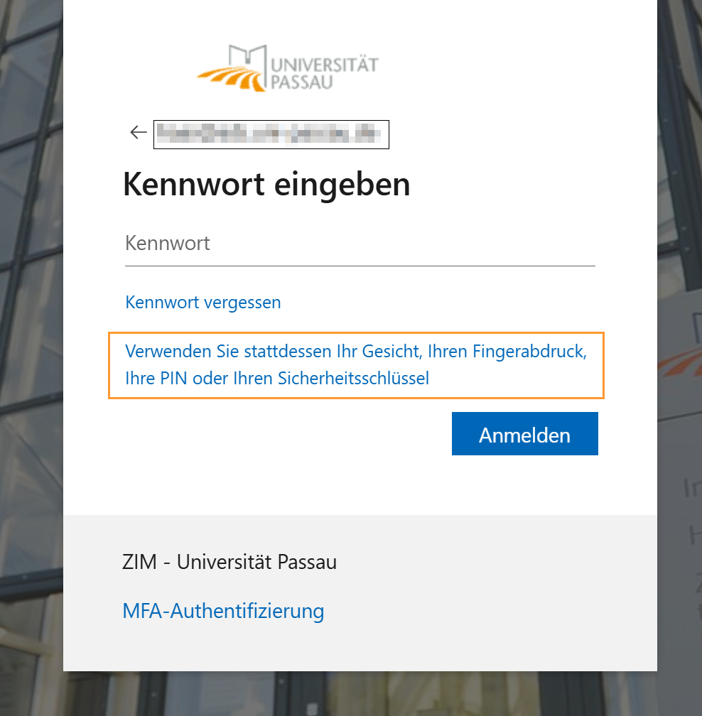 Bild Kennwort eingeben