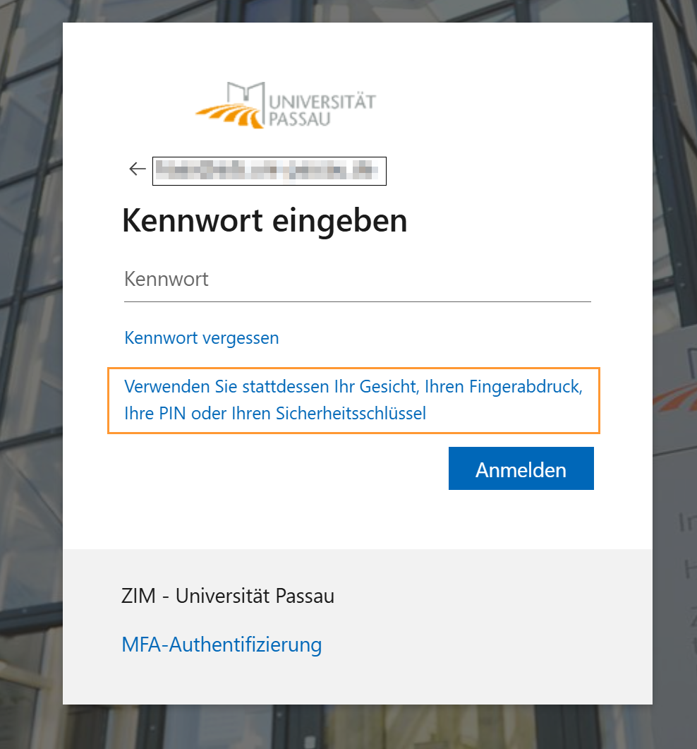 Bild Kennwort eingeben