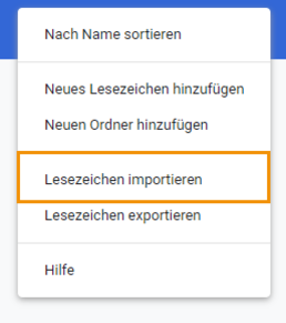 Bild: Lesezeichen importieren wählen