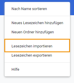 Bild: Lesezeichen importieren w&auml;hlen