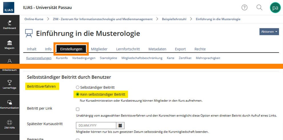 Kein selbst&auml;ndiger Beitritt ankreuzen