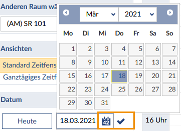 Datumsauswahl im Belegungsplan