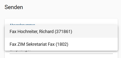 Wählen der Absendenummer