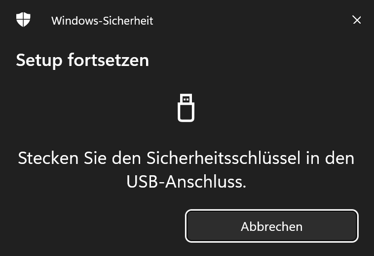 Sicherheitsschlüssel einstecken