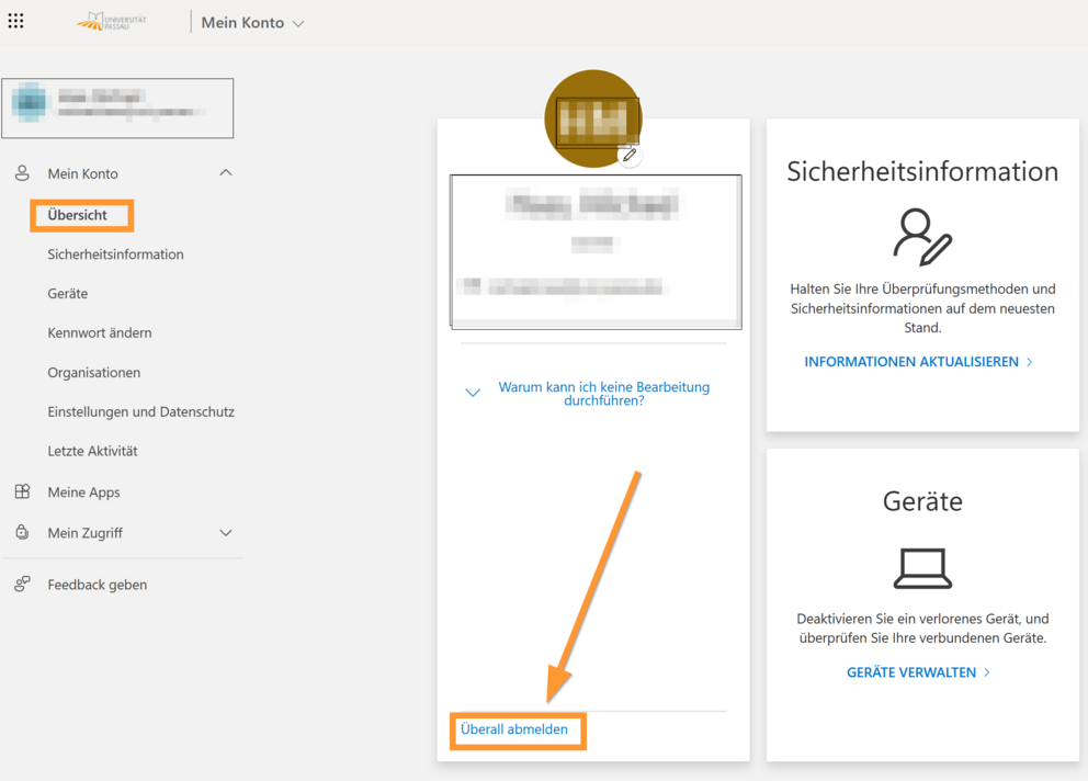 &Uuml;berall abmelden