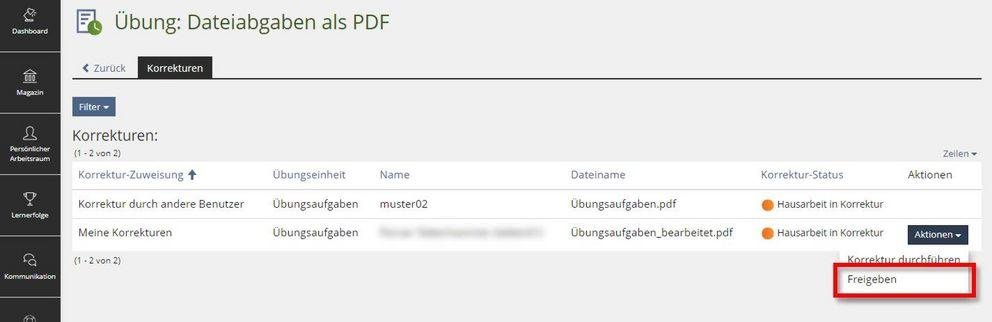 PDF-Korrektur freigeben