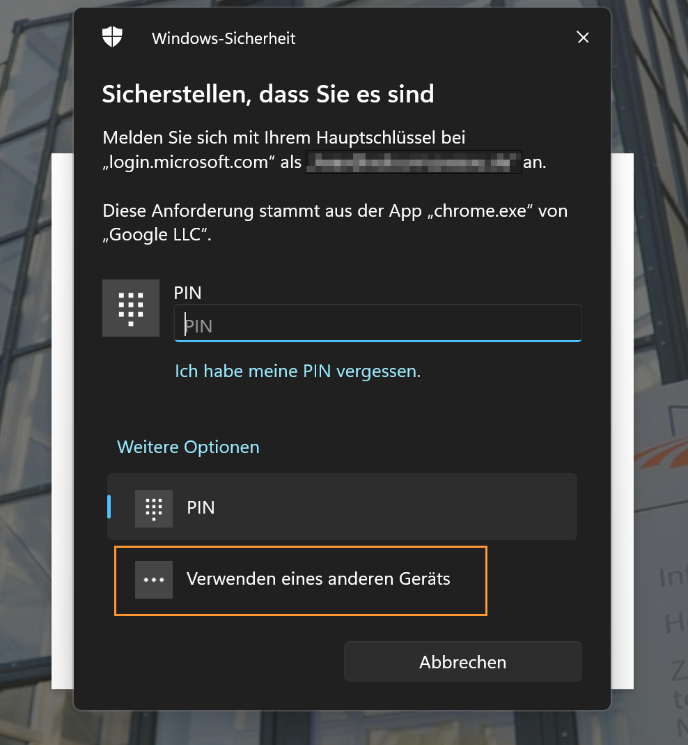 Bild Verwenden eines anderen Ger&auml;tes w&auml;hlen
