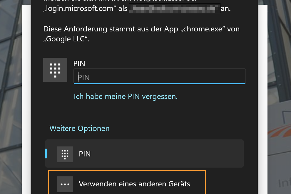 Bild Verwenden eines anderen Gerätes wählen