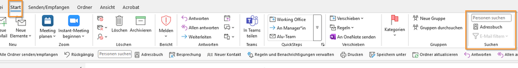 Adressbuch - Start - Suche 
