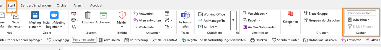 Adressbuch - Start - Suche 
