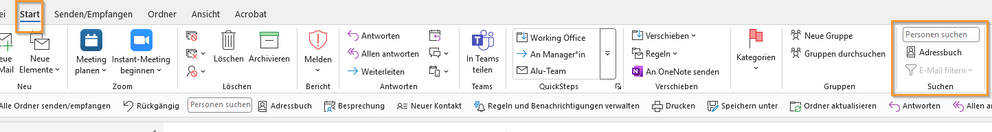 Adressbuch - Start - Suche 