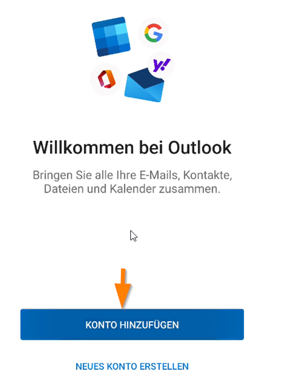 Outlook Mobile - Konto hinzuf&uuml;gen