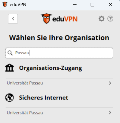 Ihre Organisation wählen