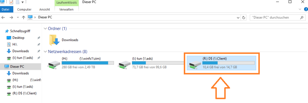 USB-Stick ist im Netzwerklauf zu finden