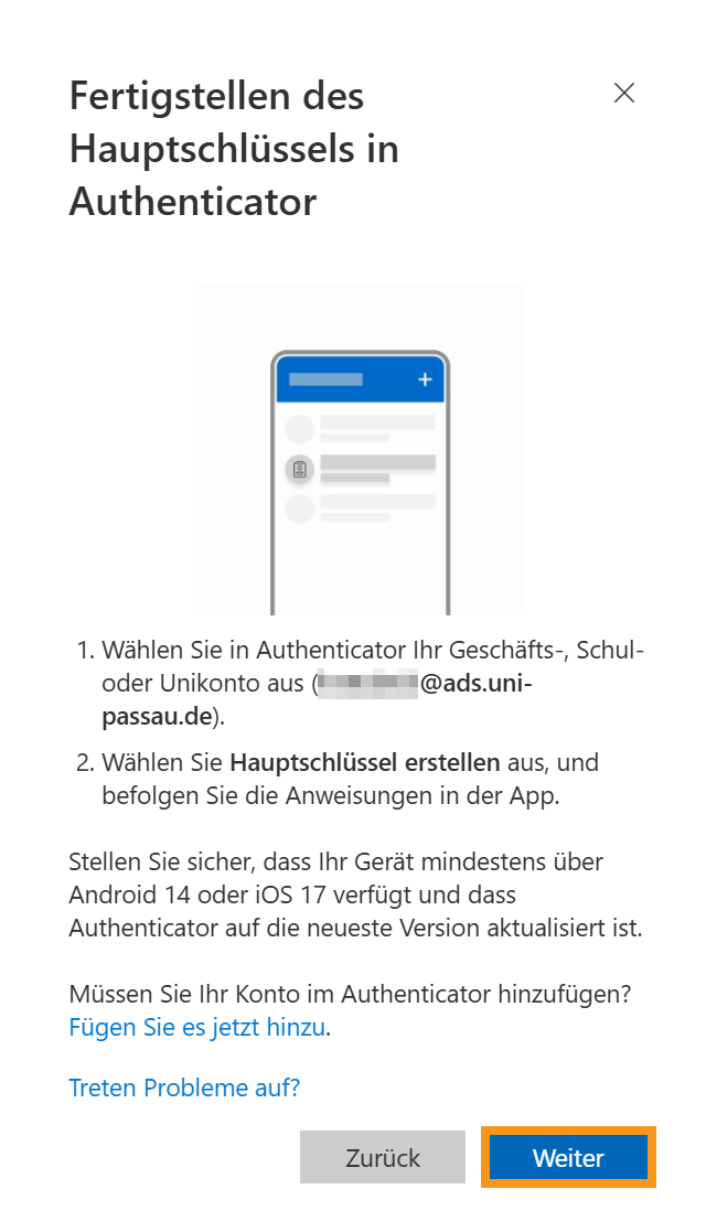 Fertigstellung des Hauptschlüssels