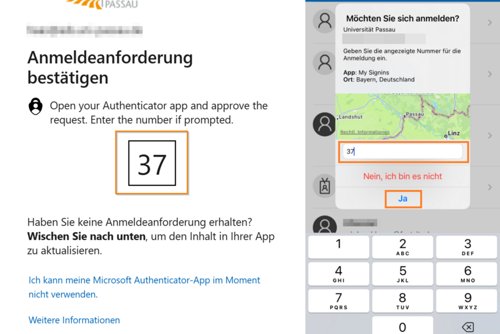 Microsoft Anmeldung Number Matching