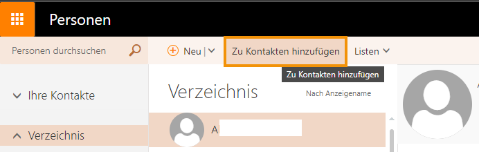 Kontakt hinzufügen