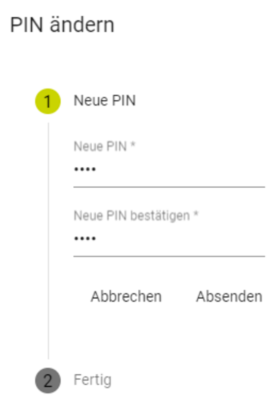 Neue PIN Eingabe