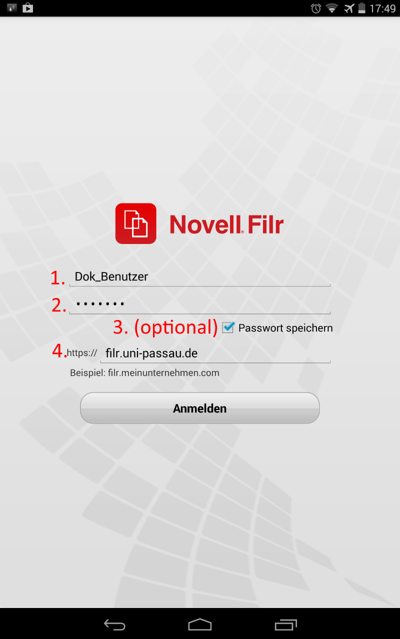 App Login-Bildschirm