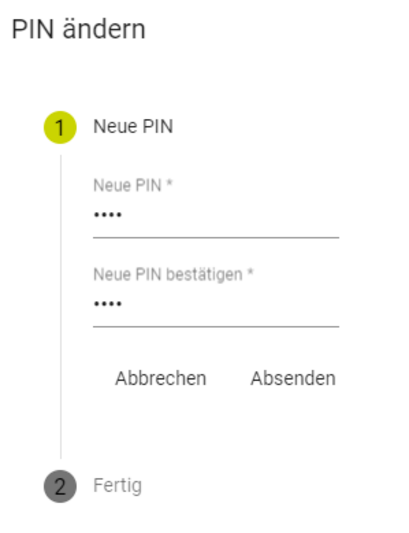 Neue PIN Eingabe