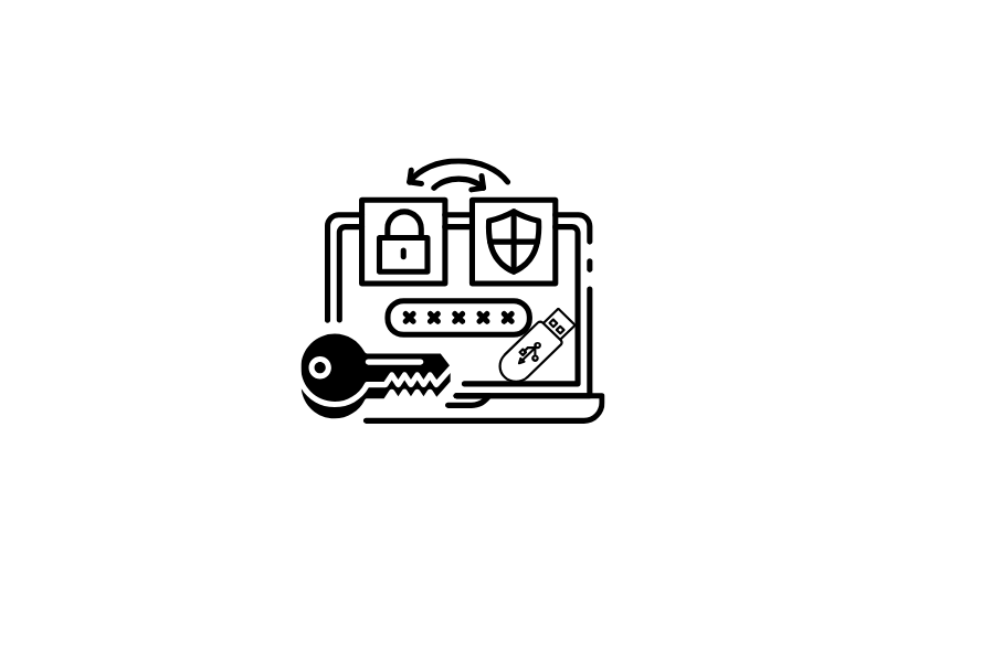 Laptop mit Sicherheitsfaktoren