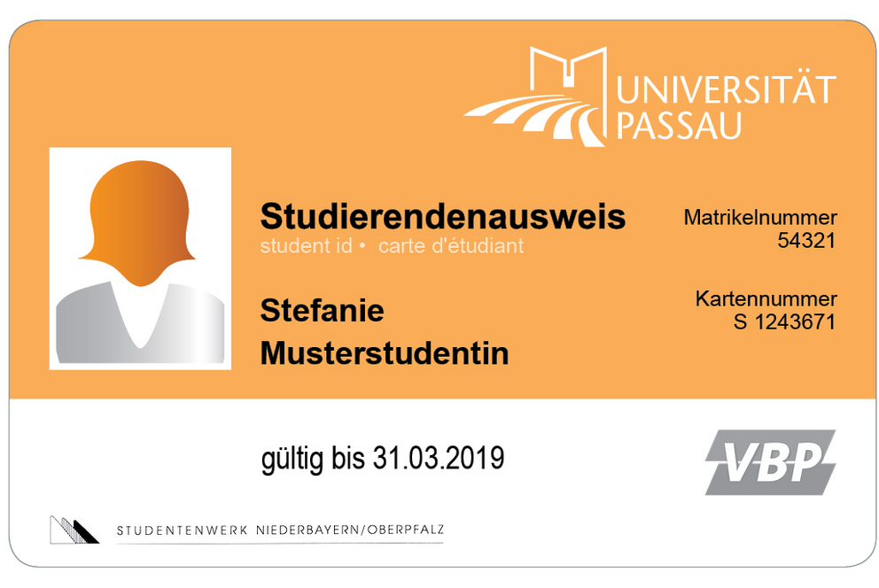 CampusCard für Studierende (Vorderseite)