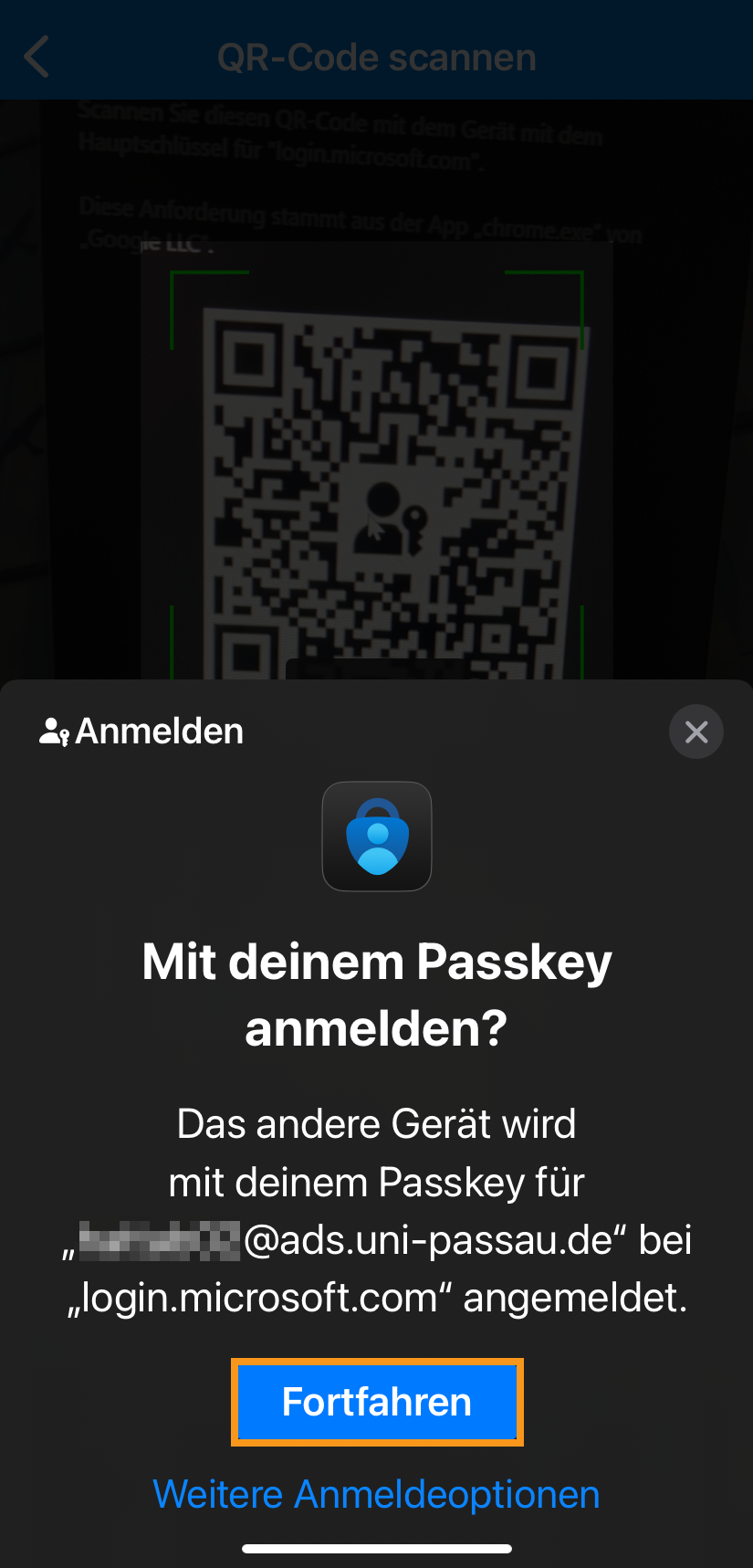 Bild Passkey Anmeldung abschließen