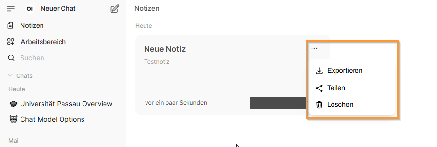 Nutzen - Optionen - Open WebUI