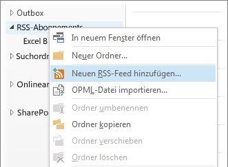 RSS-Feed hinzufügen