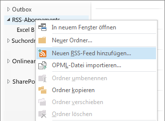 RSS-Feed hinzuf&uuml;gen