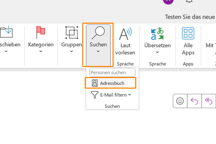 Aufrufen der Funktion "Adressbuch"