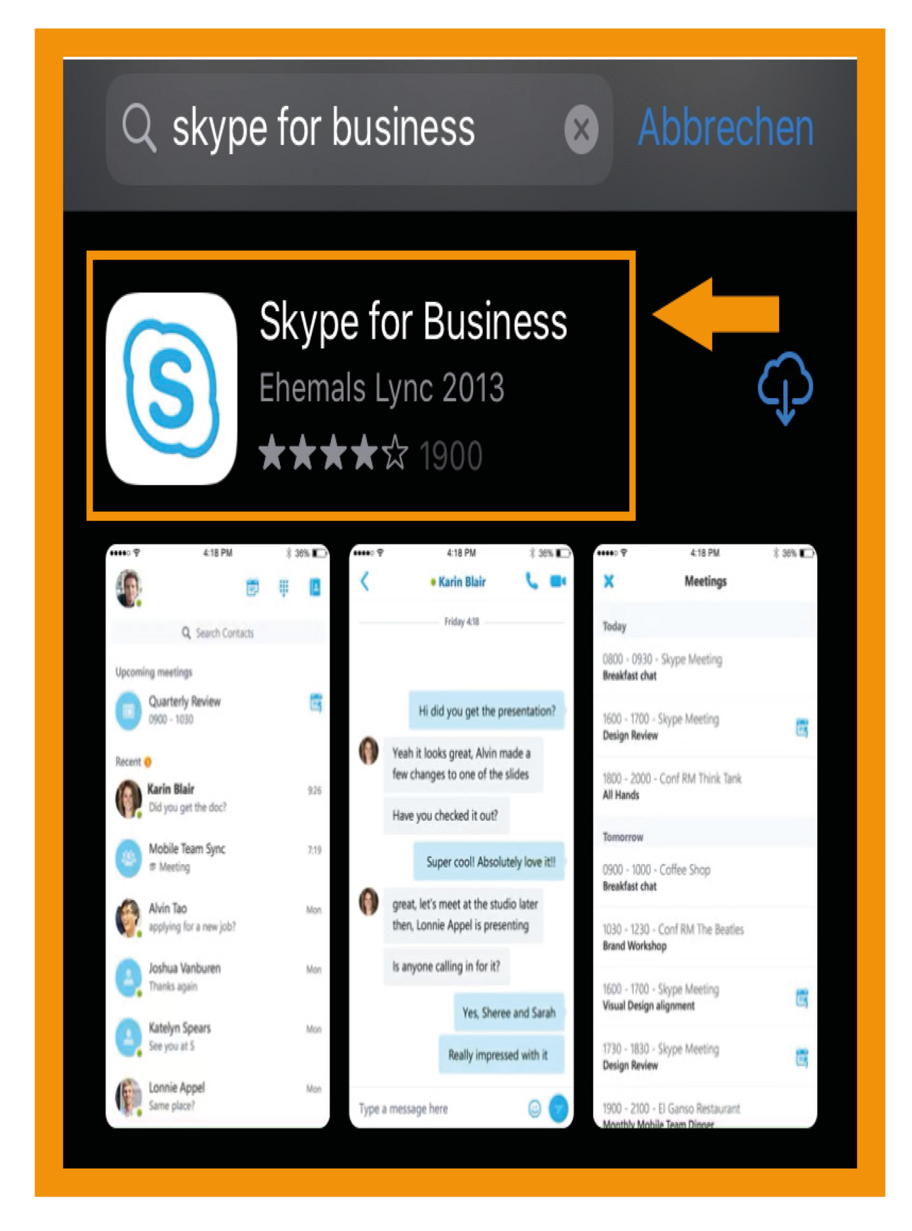 Skype for Business Schritt 1