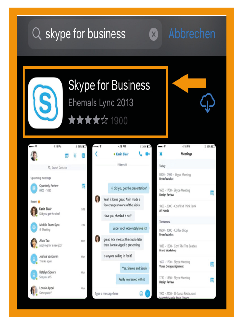 Skype for Business Schritt 1