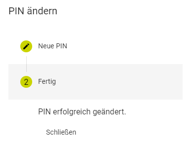 erfolgreiche &Auml;nderung der PIN