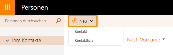 Neuen Kontakt oder Kontaktliste erstellen