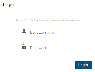 Eingabe von Benutzername und Passwort