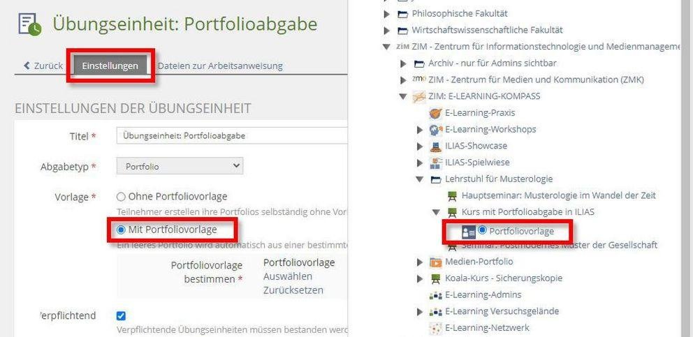 Portfoliovorlage wählen